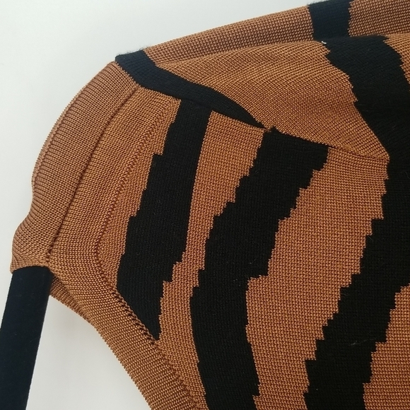 Chico's Animal Striped Crew Neck Stretch Knit Pullover Sweater Top - Picture 8 of 12